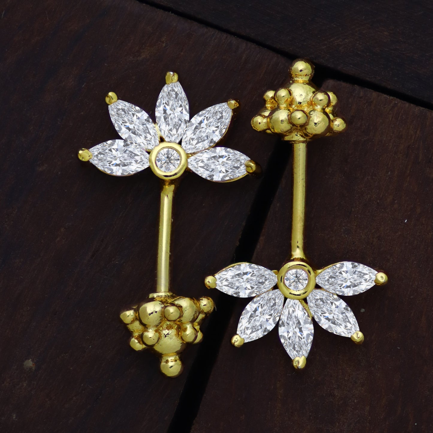 Silver Bugadi 5 Marquis Gopuram Top Diamond Design