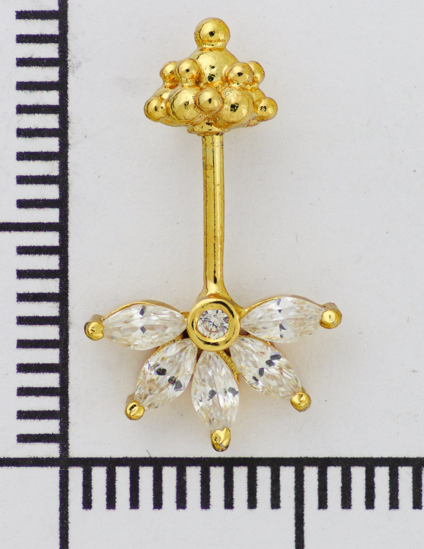 Silver Bugadi 5 Marquis Gopuram Top Gold Diamond Design