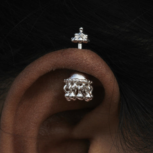 Silver Bugadi Jhumka Gopuram Top Design