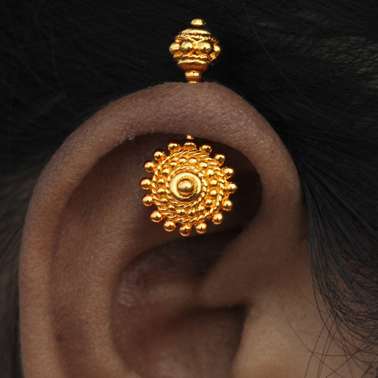 Silver Bugadi Dhal Gada Top Gold Design