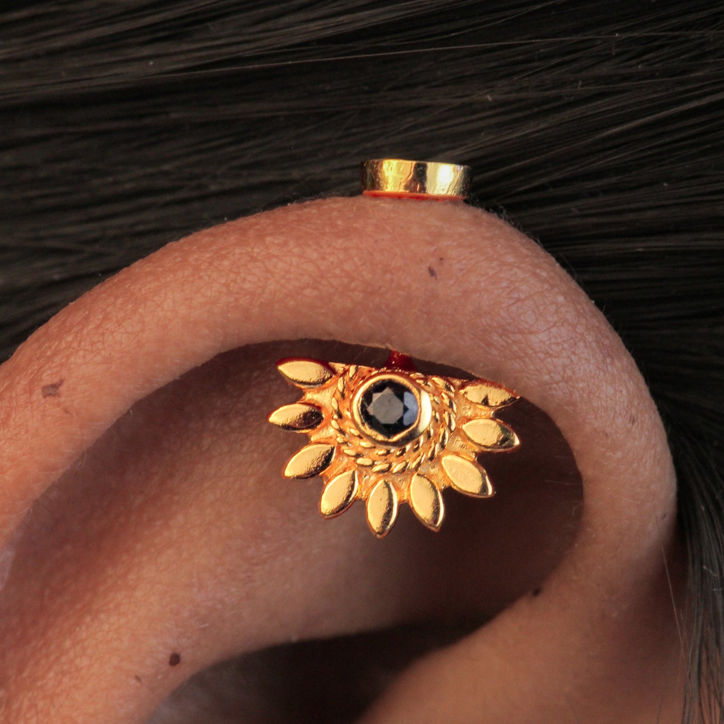 SUN BUGADI BLACK STONE GOLD PLATED