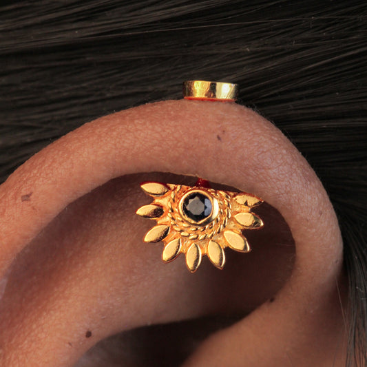 SUN BUGADI BLACK STONE GOLD PLATED