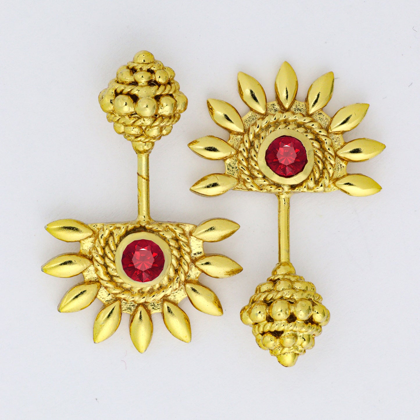 Silver Bugadi Sun Shikhara Top Gold Ruby Red Design