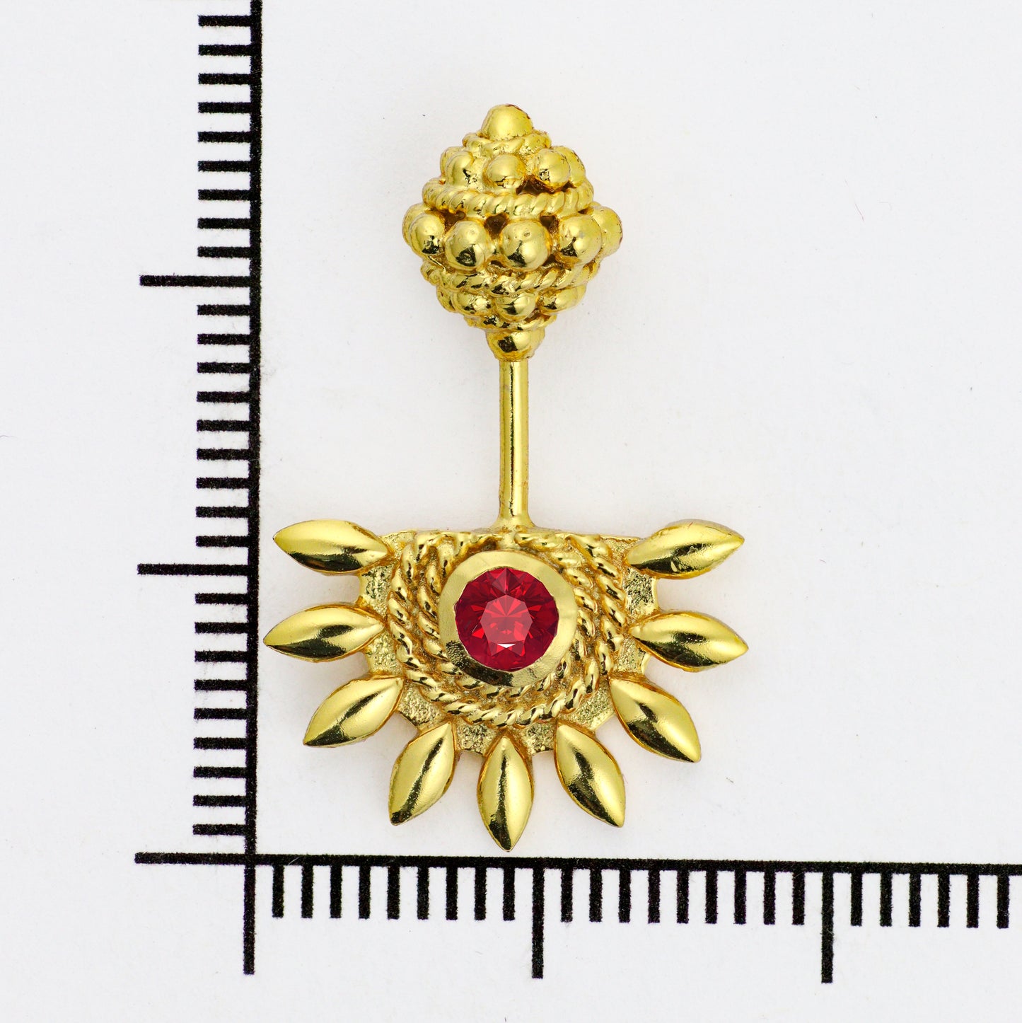 Silver Bugadi Sun Shikhara Top Gold Ruby Red Design