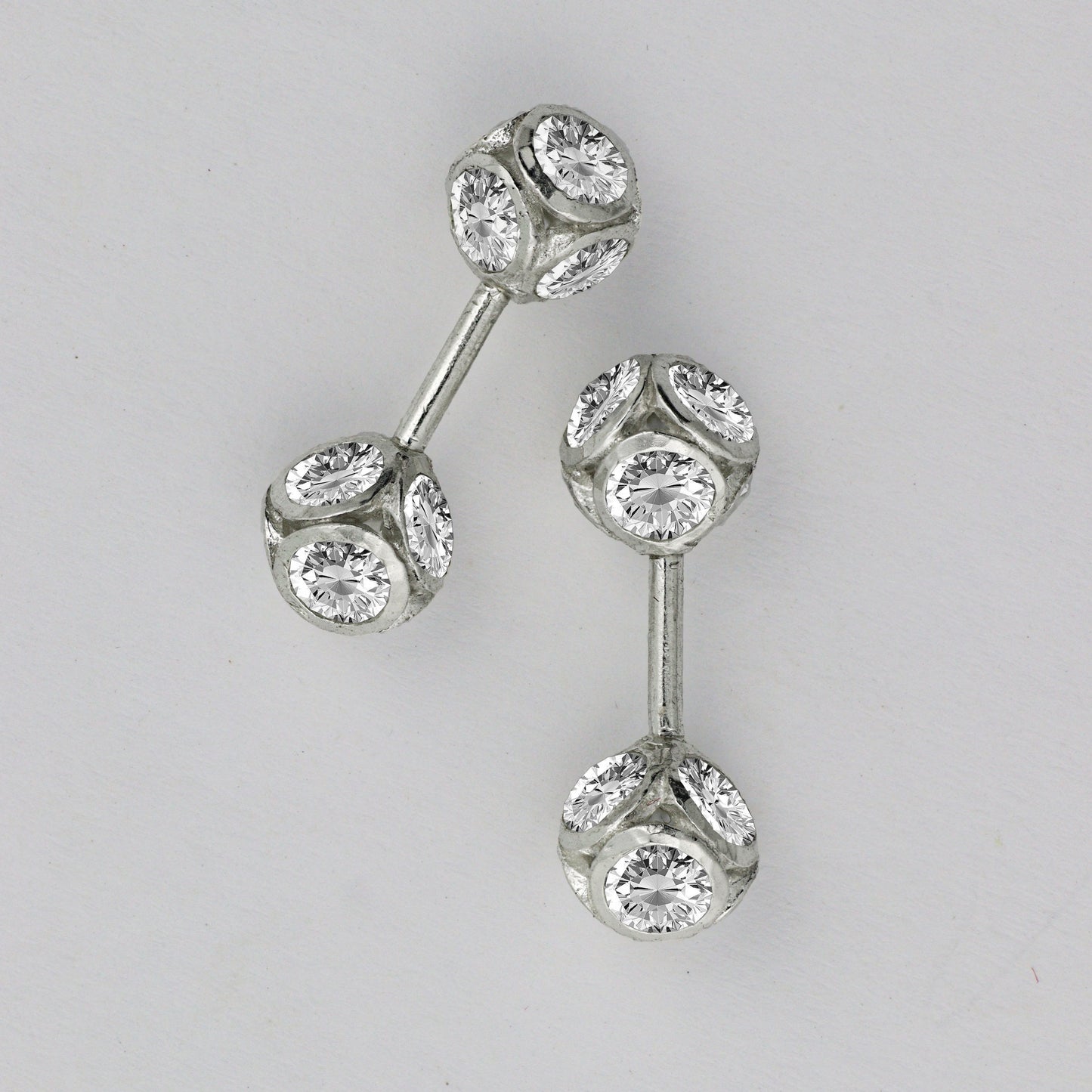 Silver Bugadi Stone Ball Dual Diamond Design