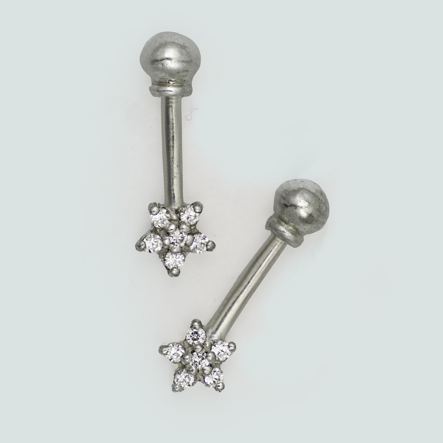 Silver Bugadi 6 Stone Flower Ball Top Diamond Design