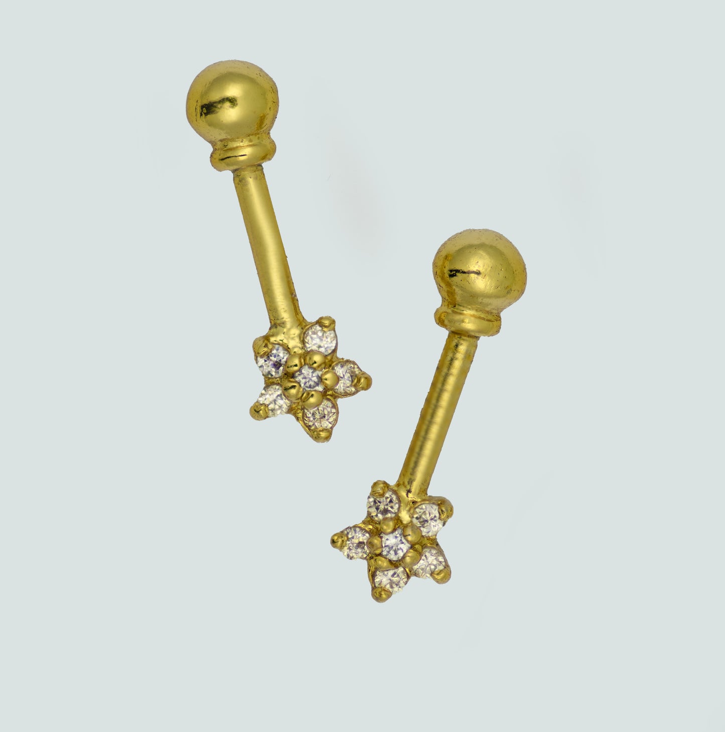 Silver Bugadi 6 Stone Flower Ball Top Gold Diamond Design