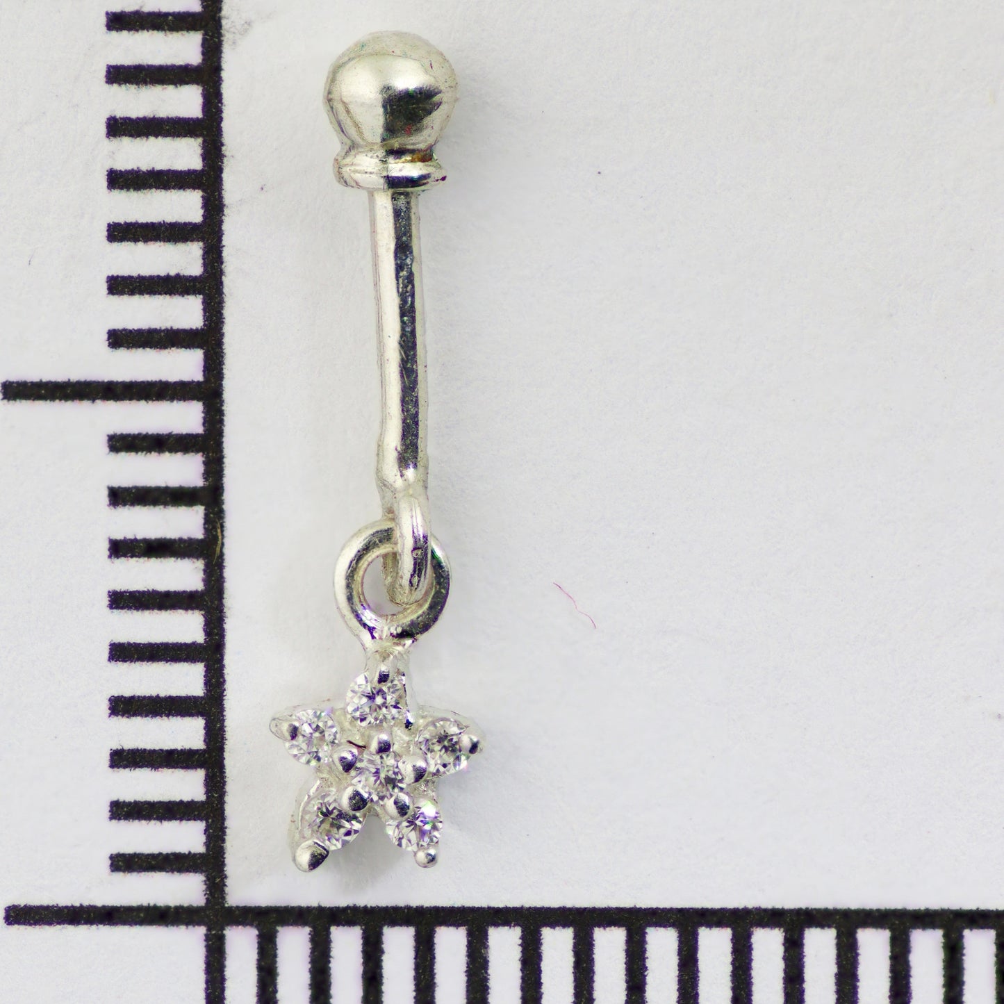 Silver Bugadi 6 Stone Flower Hanging Ball Top Diamond Design