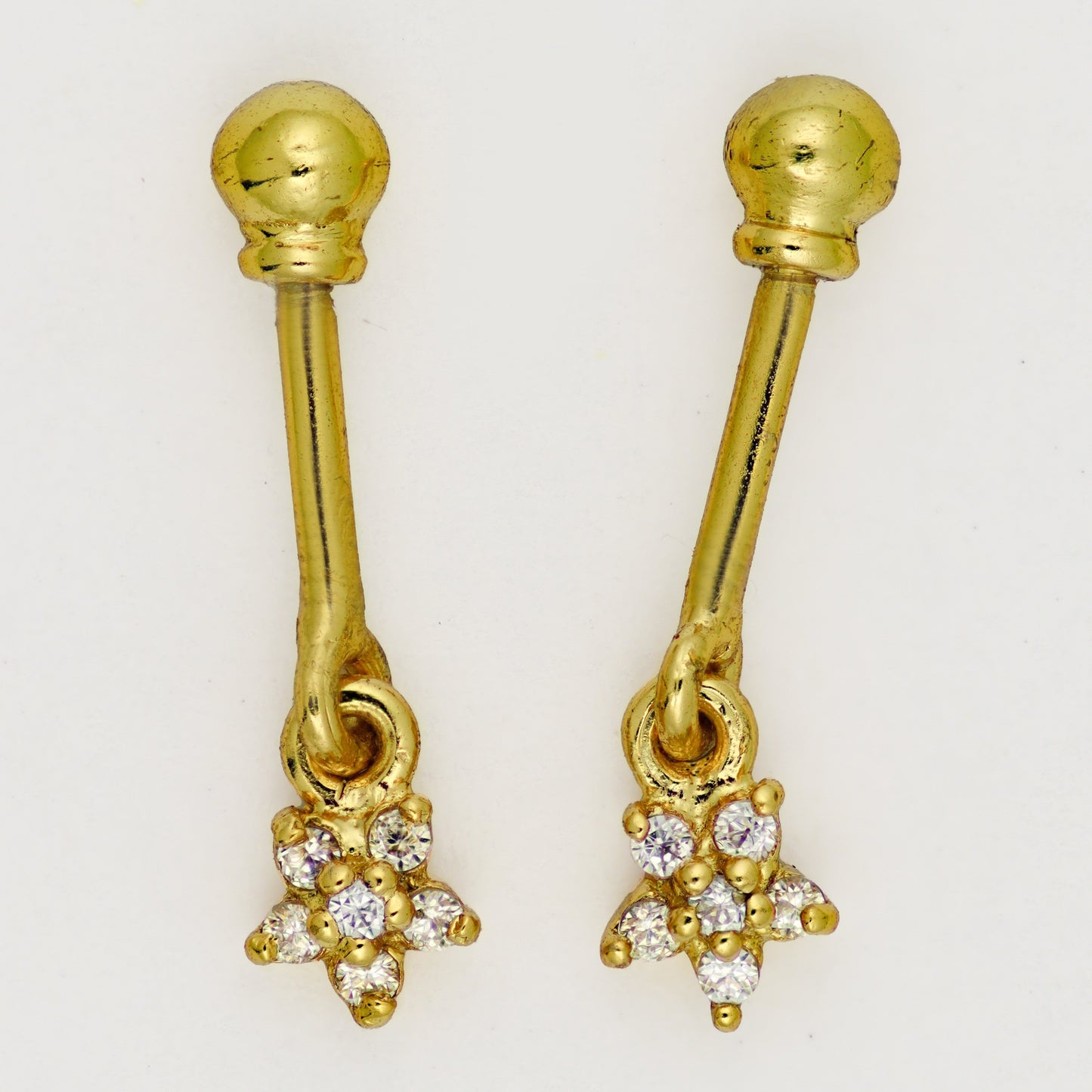 Silver Bugadi 6 Stone Flower Hanging Ball Top Gold Diamond Design