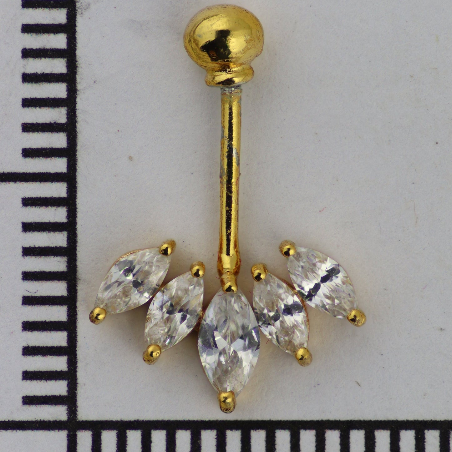 Silver Bugadi 5 Marquis MSB2 Ball Top Gold Diamond Design