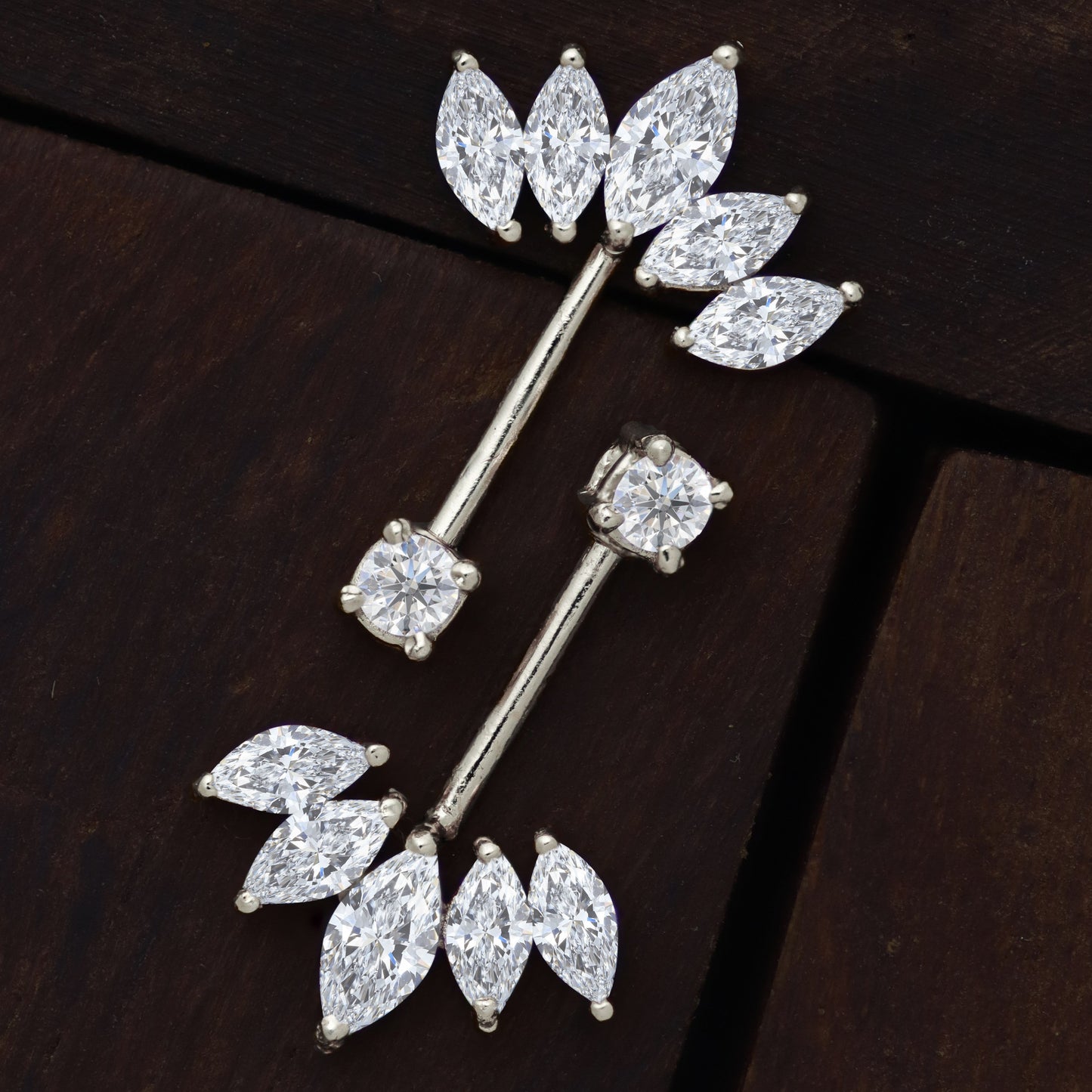 Silver Bugadi 5 Marquis MSB2 Stone Top Diamond Design