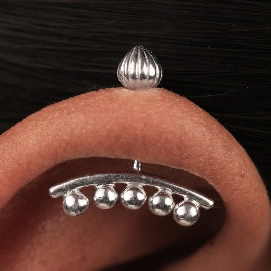 Silver Bugadi 5 Ball Line Modak Top Design