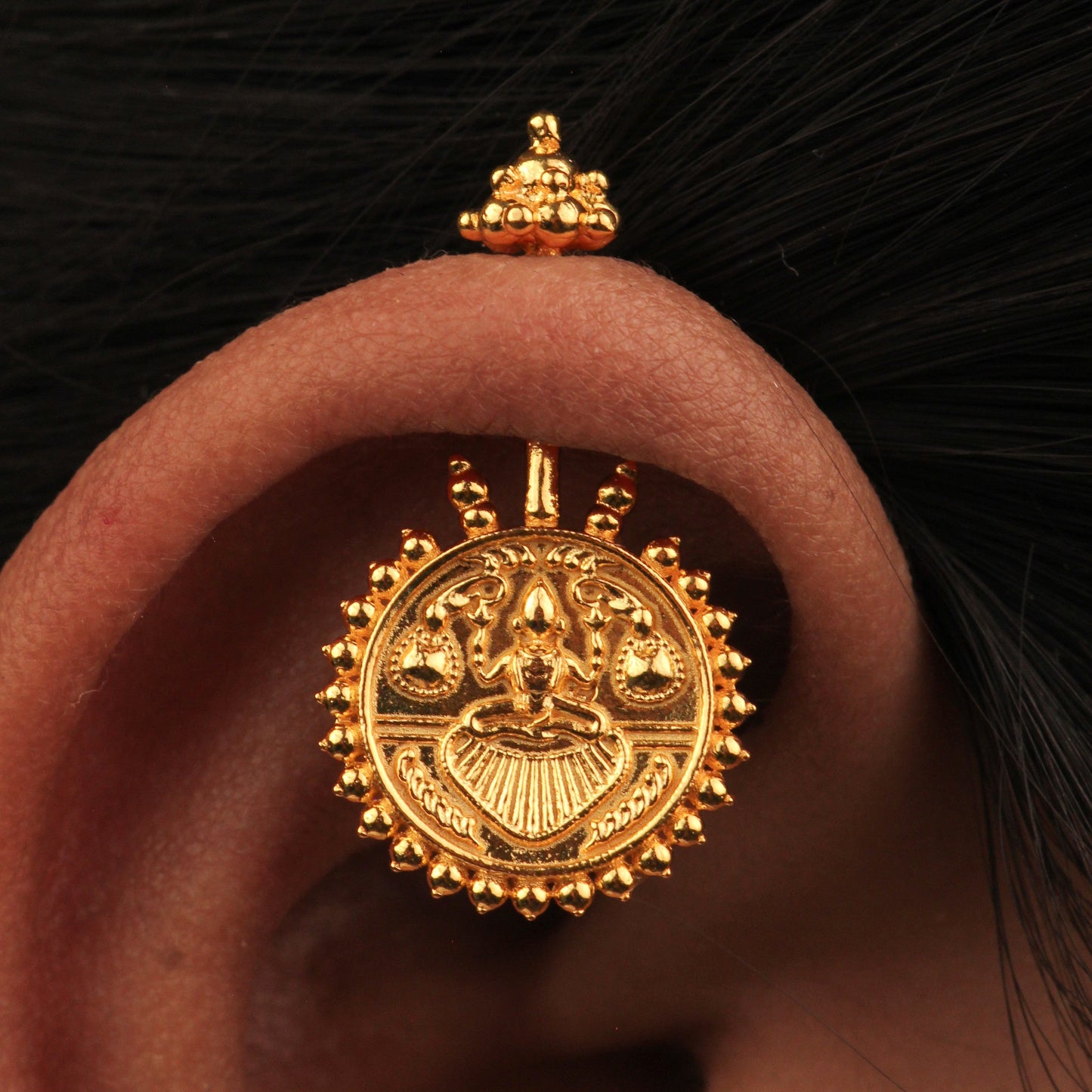 Silver Bugadi Laxmi Coin Gopuram Top Gold Design