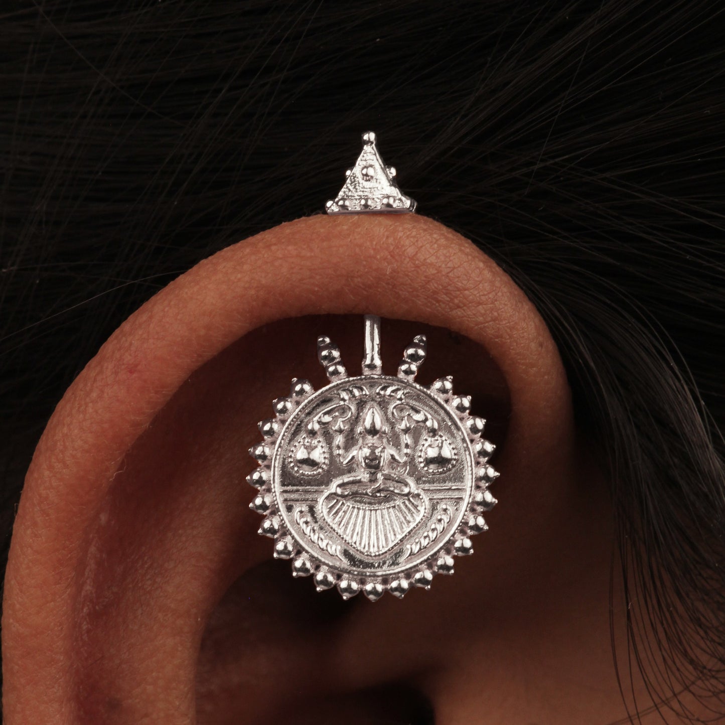 Silver Bugadi Laxmi Coin Pyramid Top Design