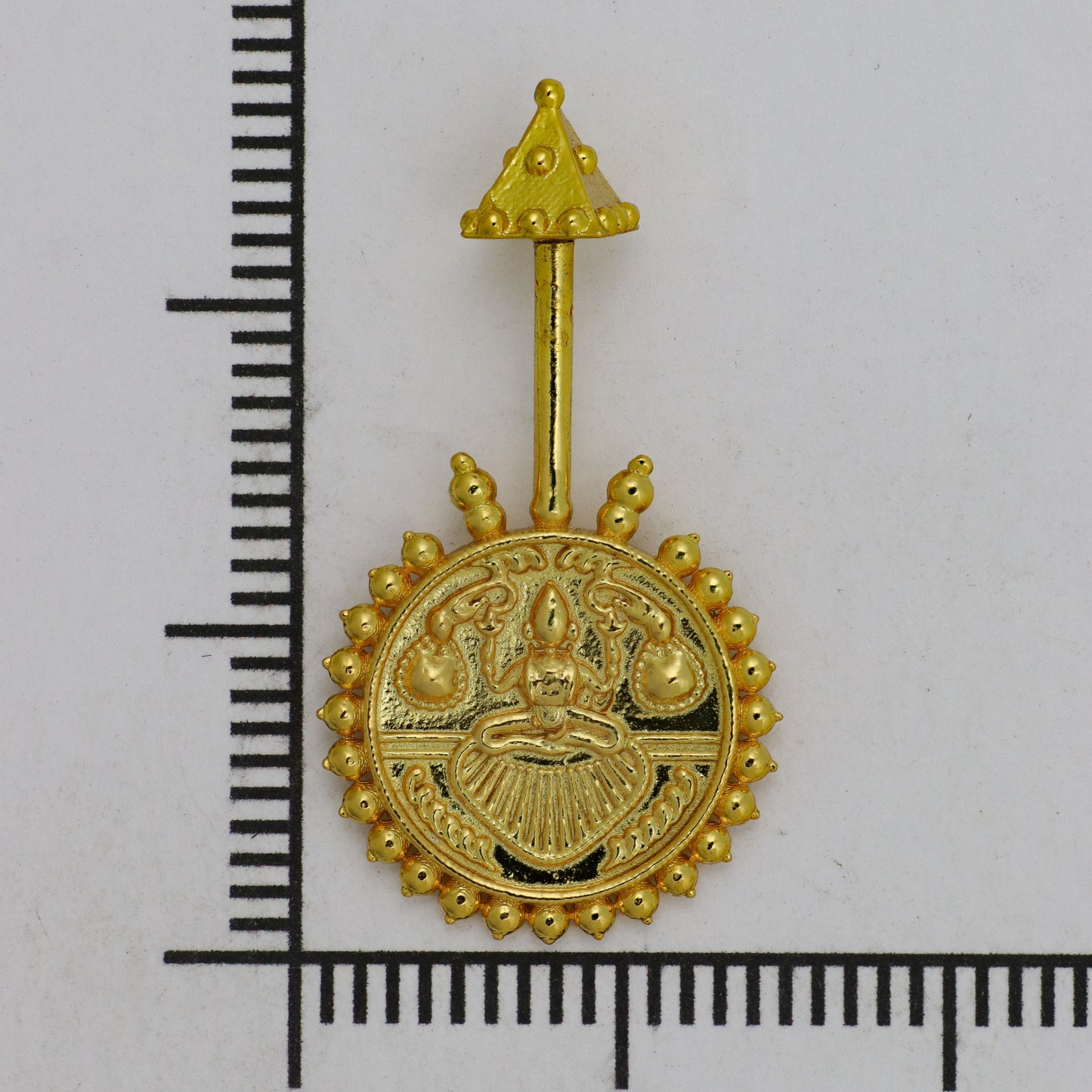 Silver Bugadi Laxmi Coin Pyramid Top Gold Design