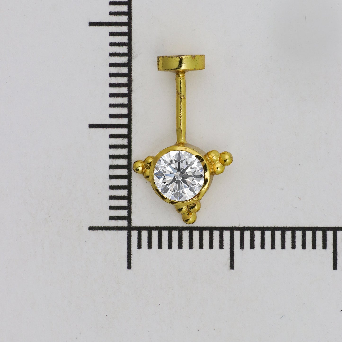Silver Bugadi Vajra Hanging Flat Top Gold Diamond Design