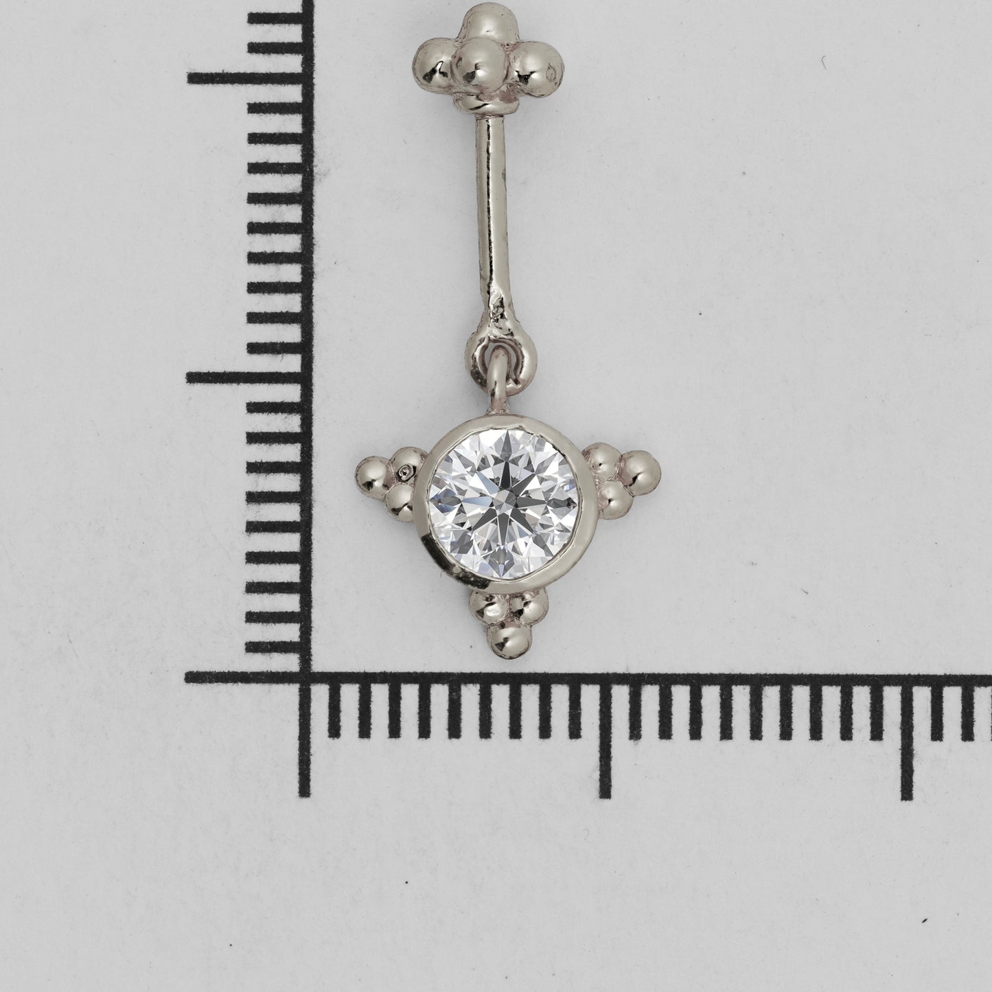 Silver Bugadi Vajra Hanging 6 Bead Top Diamond Design