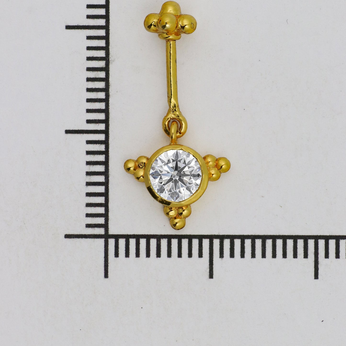 Silver Bugadi Vajra Hanging 6 Bead Top Gold Diamond Design