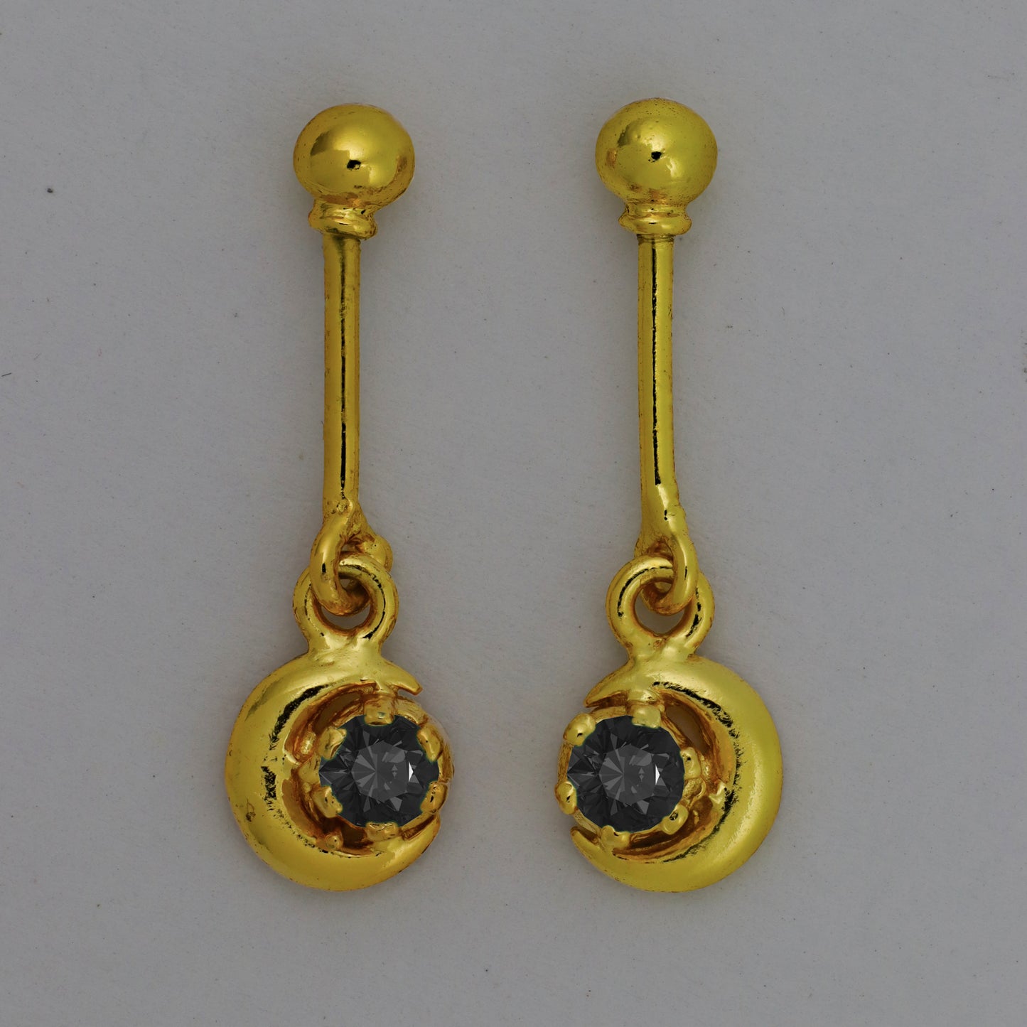 Silver Bugadi Crescent Moon Hanging Ball Top Gold Nazar Black Design