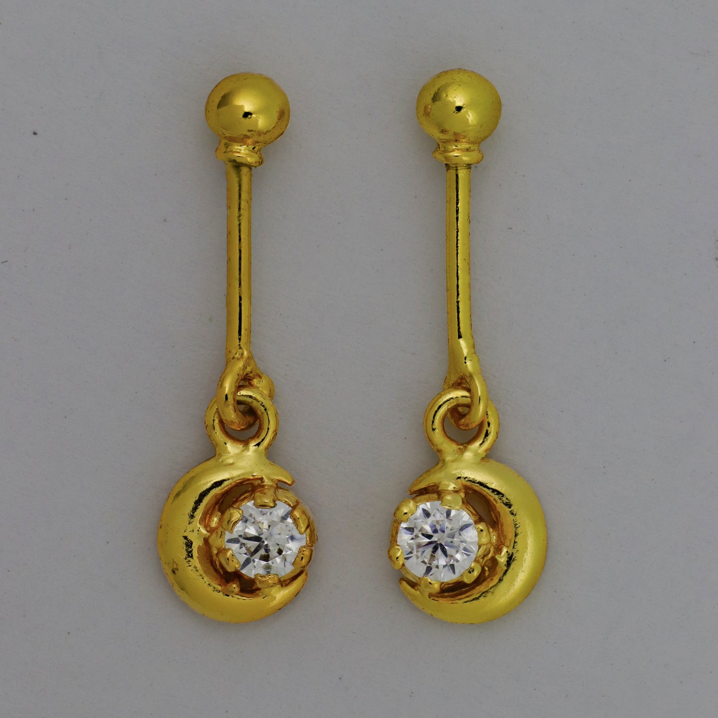 Silver Bugadi Crescent Moon Hanging Ball Top Gold Diamond Design