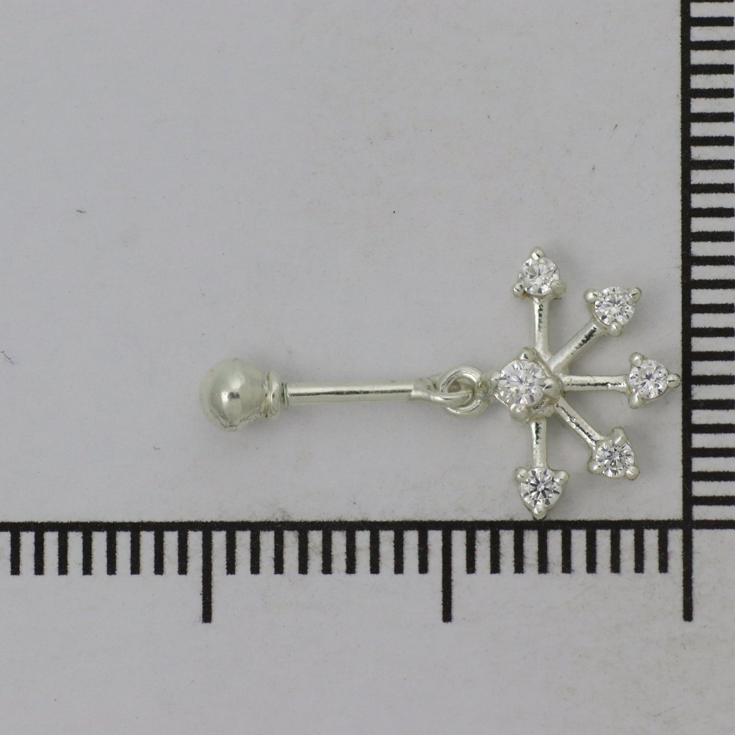 Silver Bugadi 6 Stone Fan Hanging Ball Top Diamond Design
