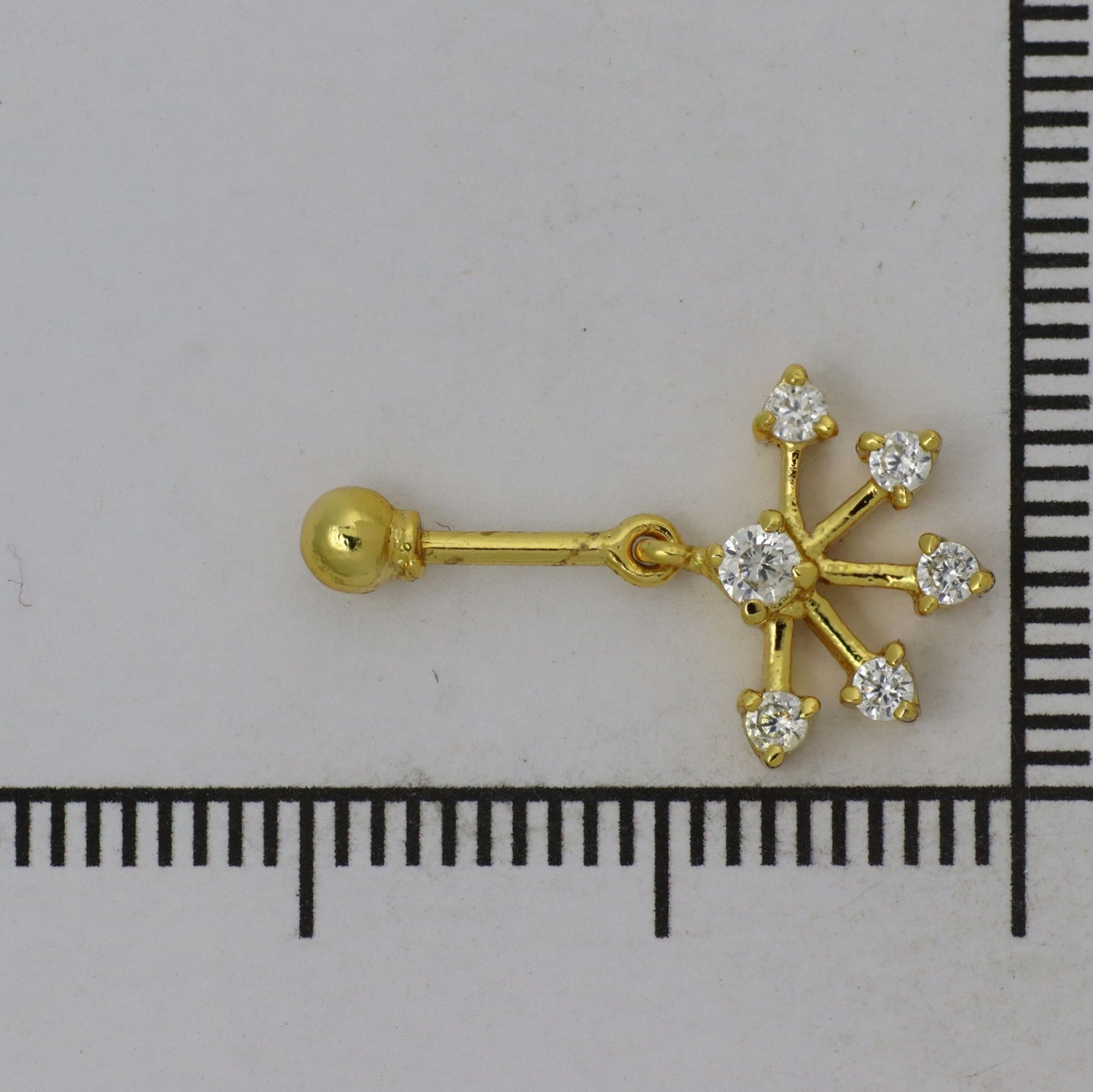 Silver Bugadi 6 Stone Fan Hanging Ball Top Gold Diamond Design