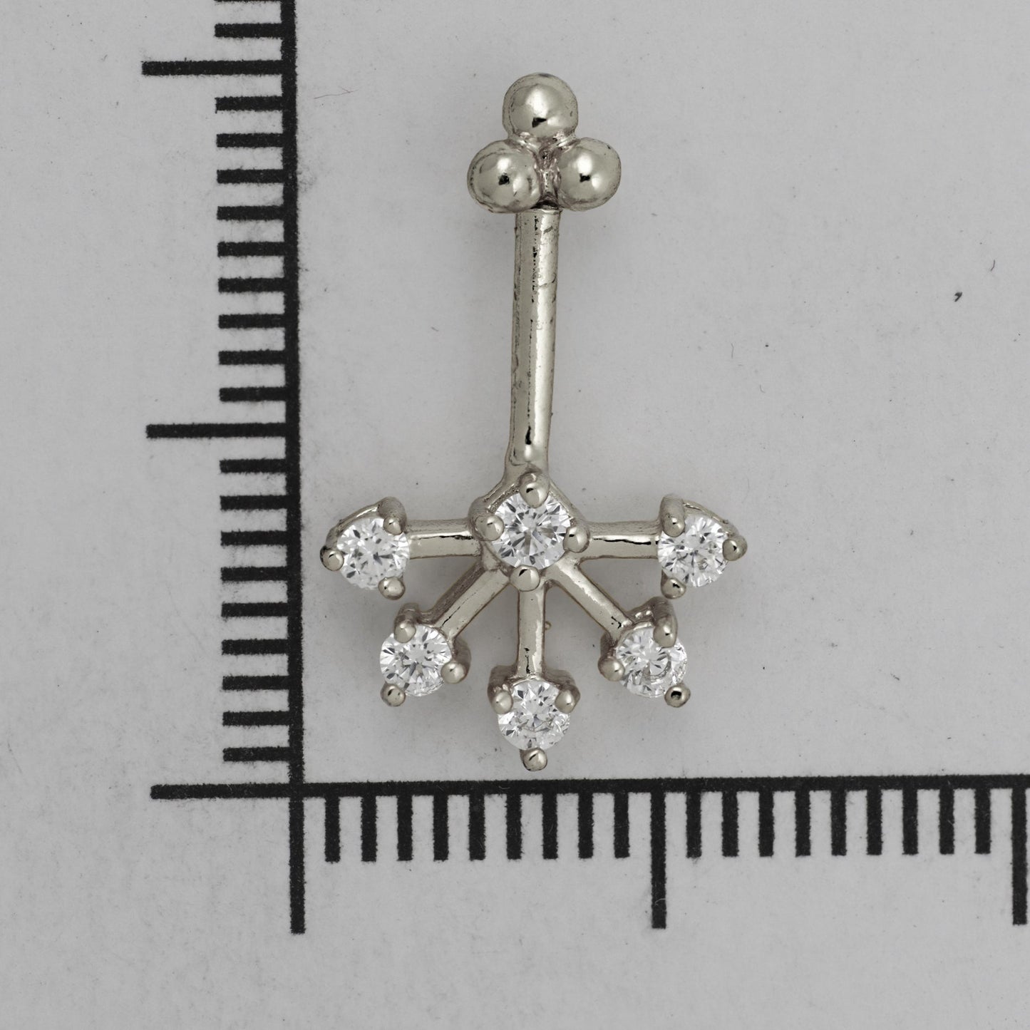 Silver Bugadi 6 Stone Fan 4 Bead Top Diamond Design