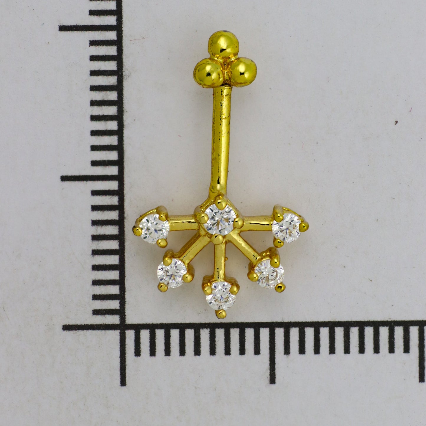 Silver Bugadi 6 Stone Fan 4 Bead Top Gold Diamond Design