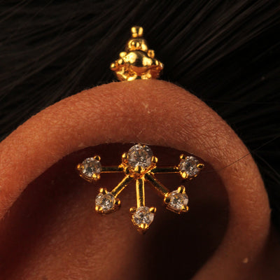 Silver Bugadi 6 Stone Fan Dome Dot Top Gold Diamond Design