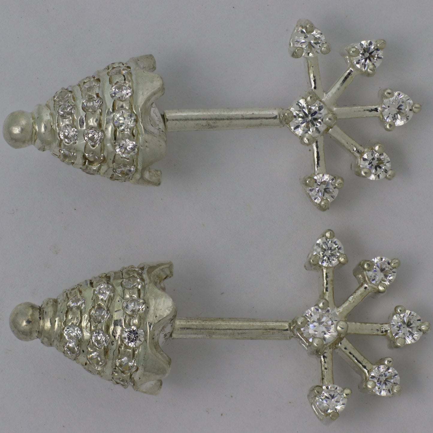 Silver Bugadi 6 Stone Fan Rajmukut Top Diamond Design