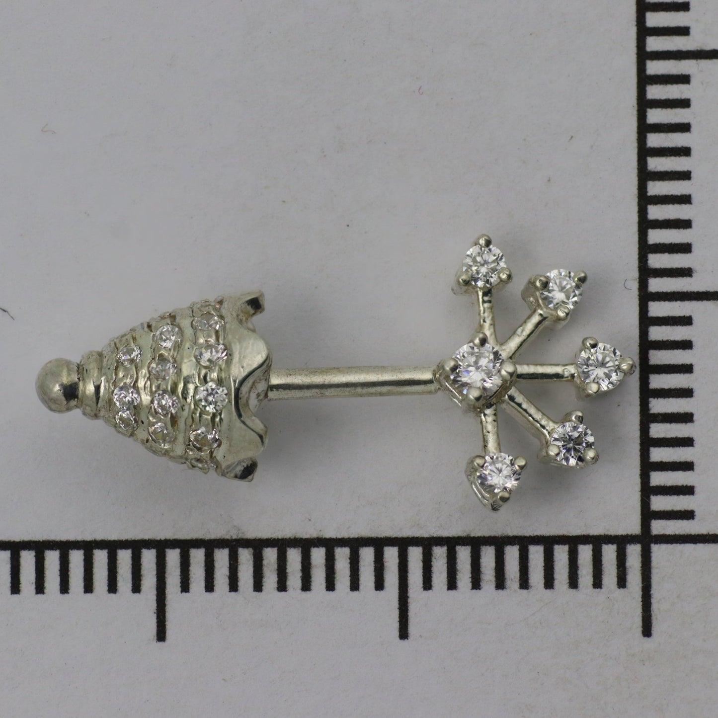 Silver Bugadi 6 Stone Fan Rajmukut Top Diamond Design