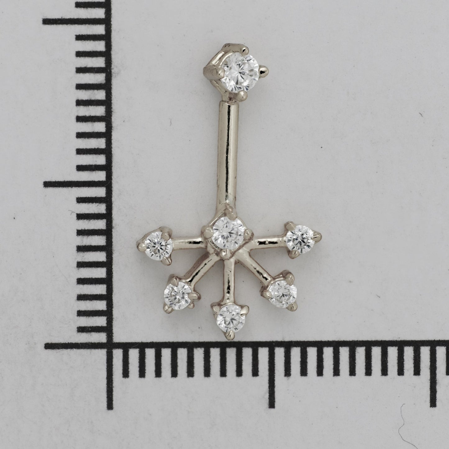 Silver Bugadi 6 Stone Fan Stone Top Diamond Design