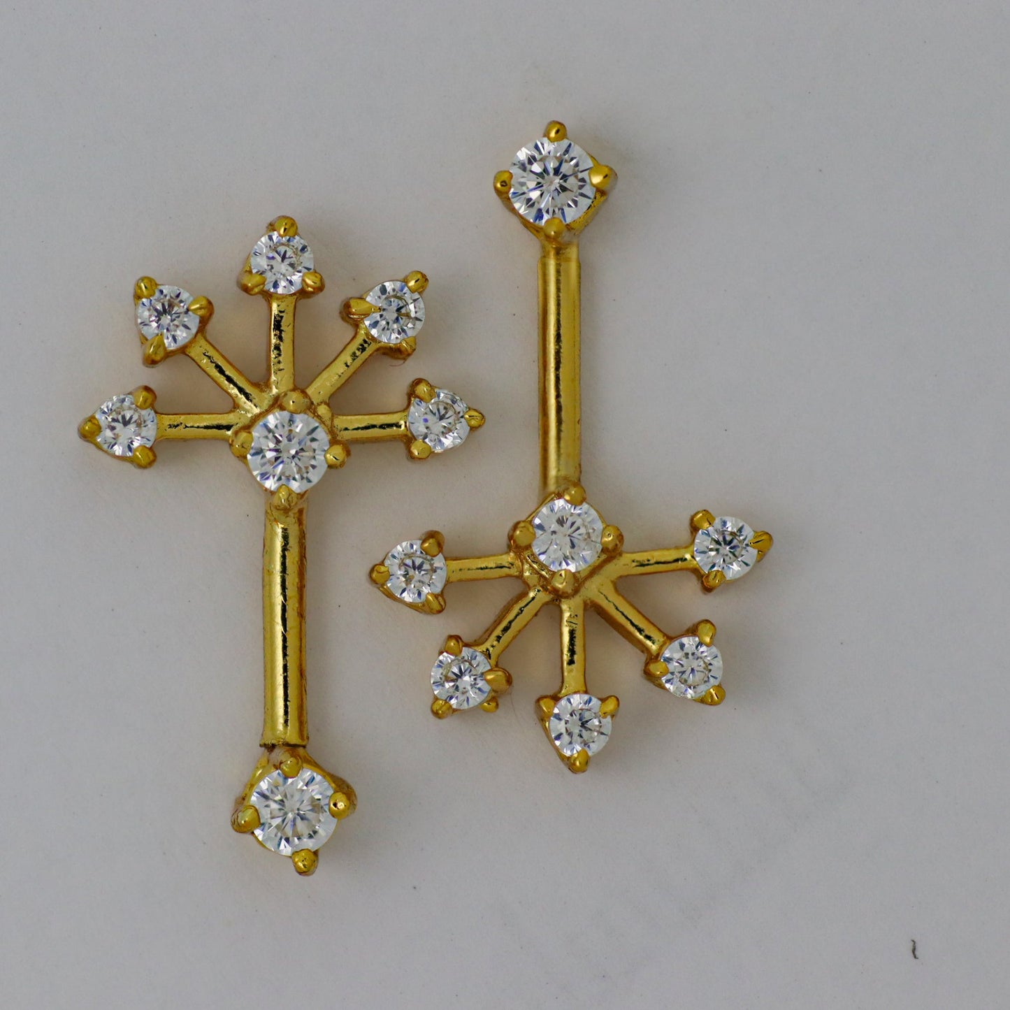 Silver Bugadi 6 Stone Fan Stone Top Gold Diamond Design