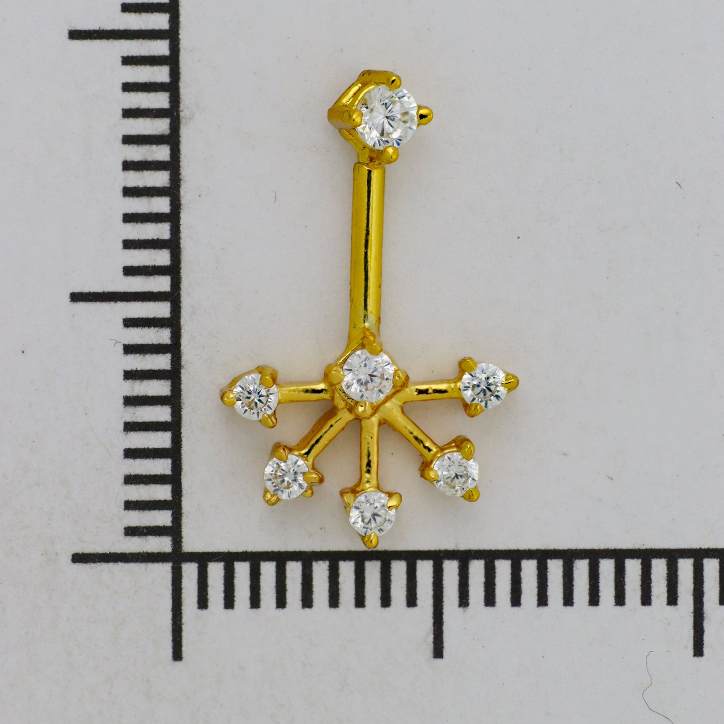 Silver Bugadi 6 Stone Fan Stone Top Gold Diamond Design