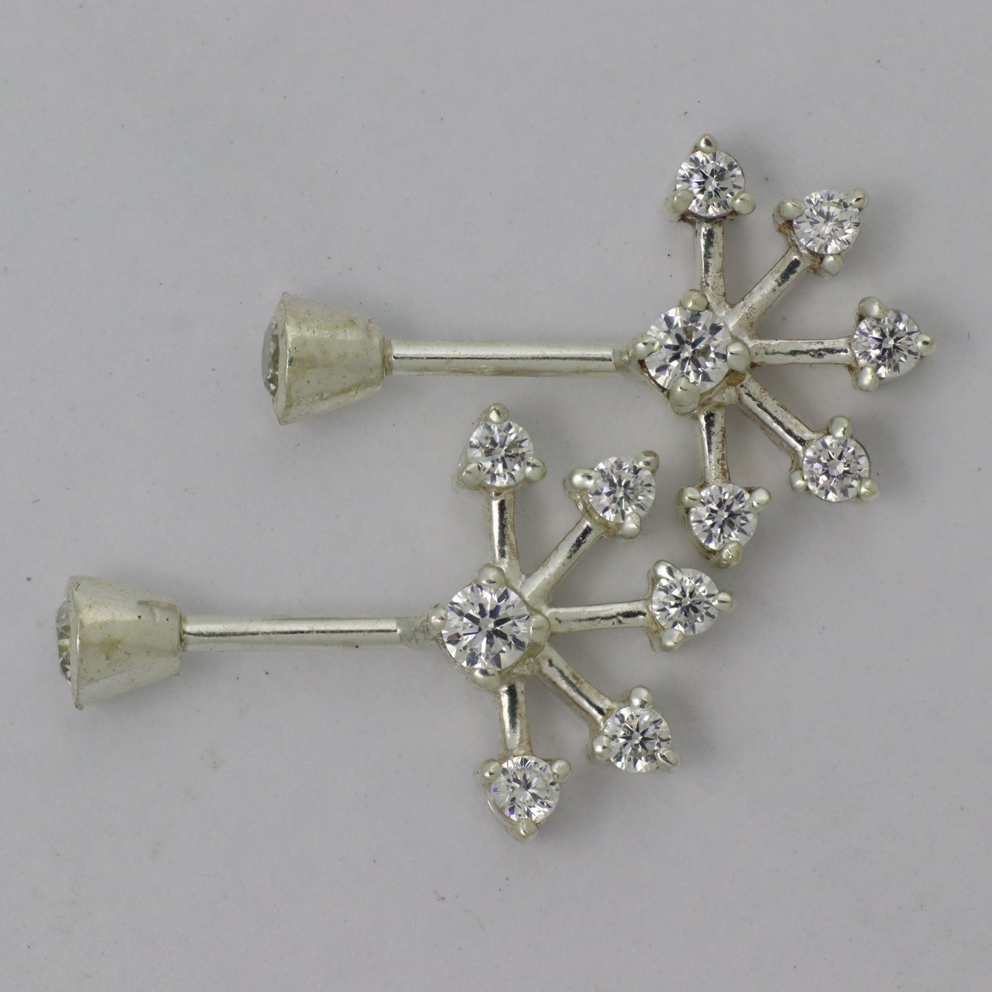 Silver Bugadi 6 Stone Fan Stone Bezel Top Diamond Design