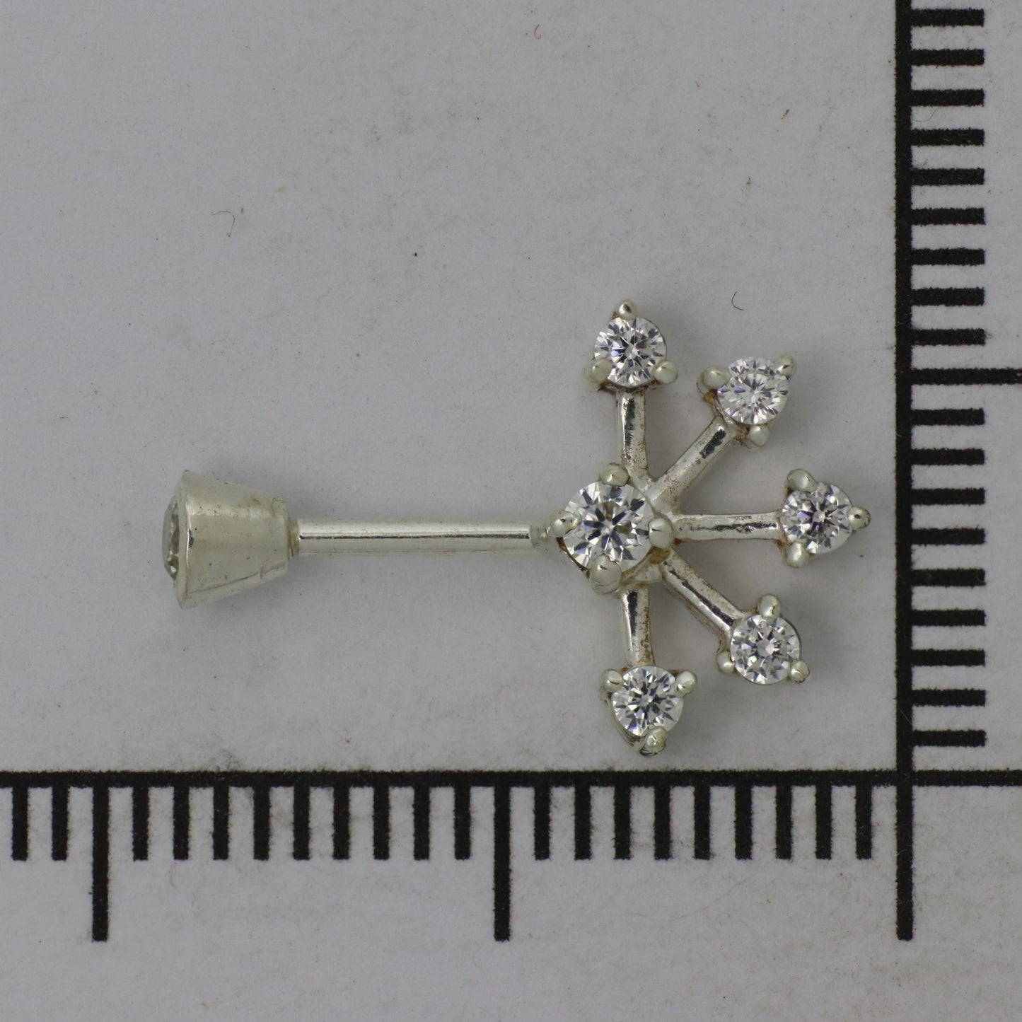 Silver Bugadi 6 Stone Fan Stone Bezel Top Diamond Design