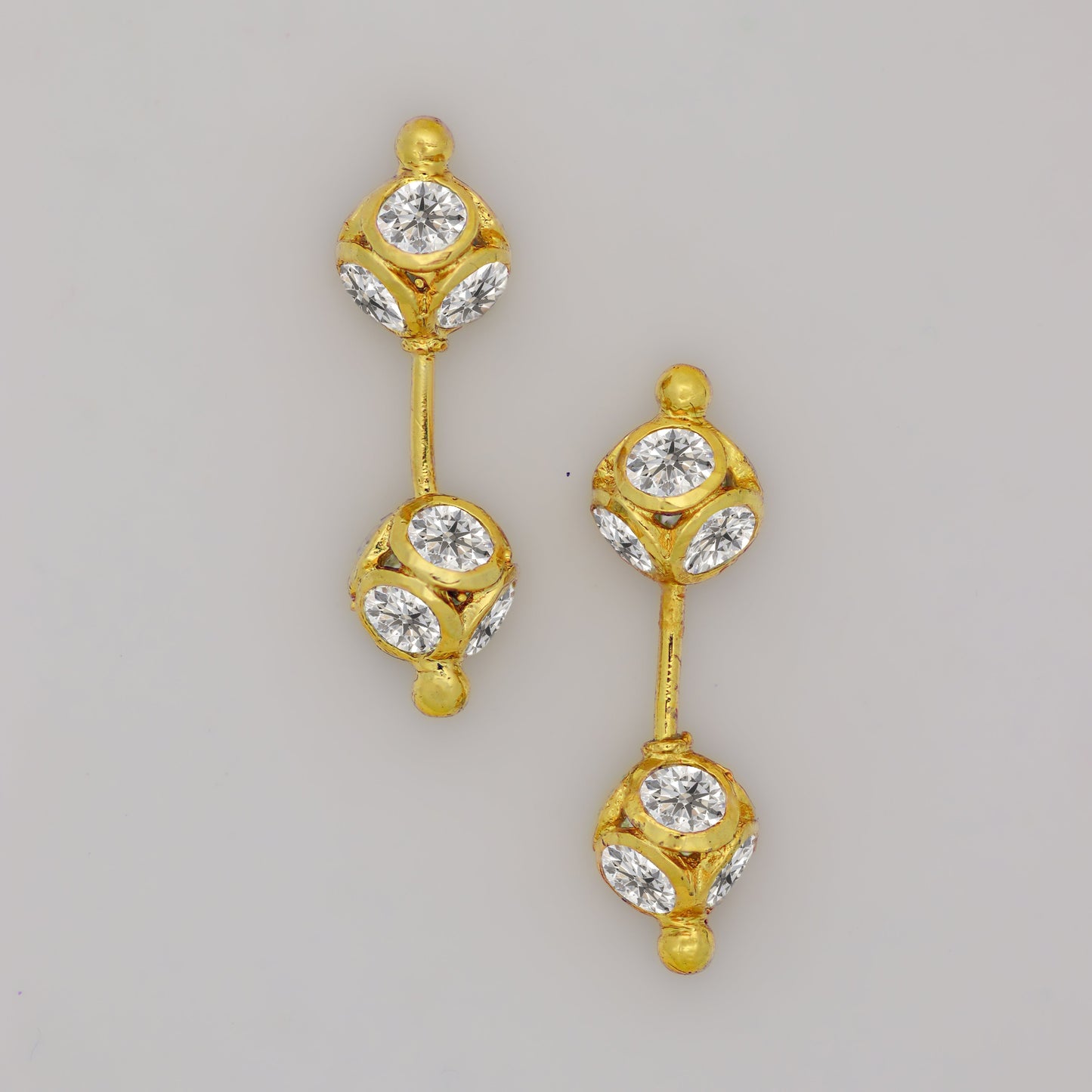 Silver Bugadi Stone Ball Bead Dual Gold Diamond Design