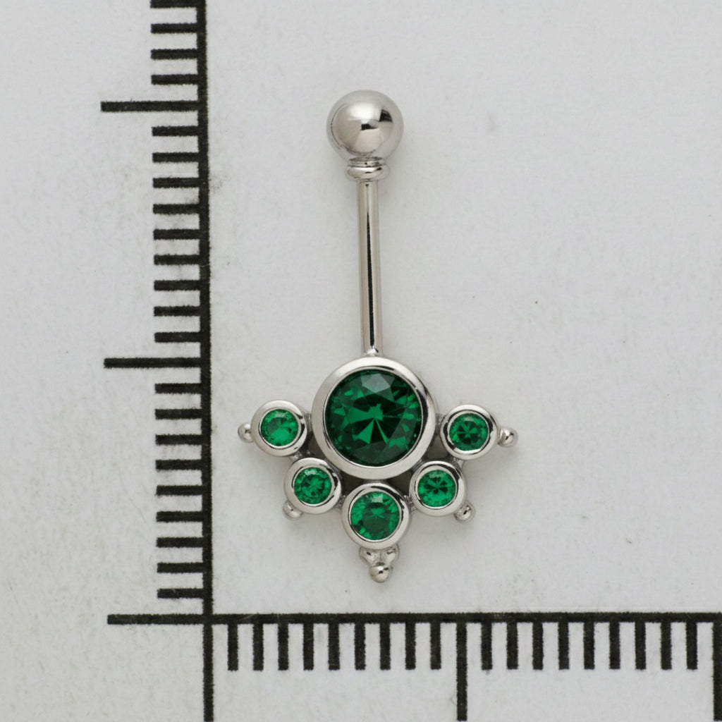 Silver Bugadi 6 Stone Mookuthi Gopuram Top Green Emerald Design