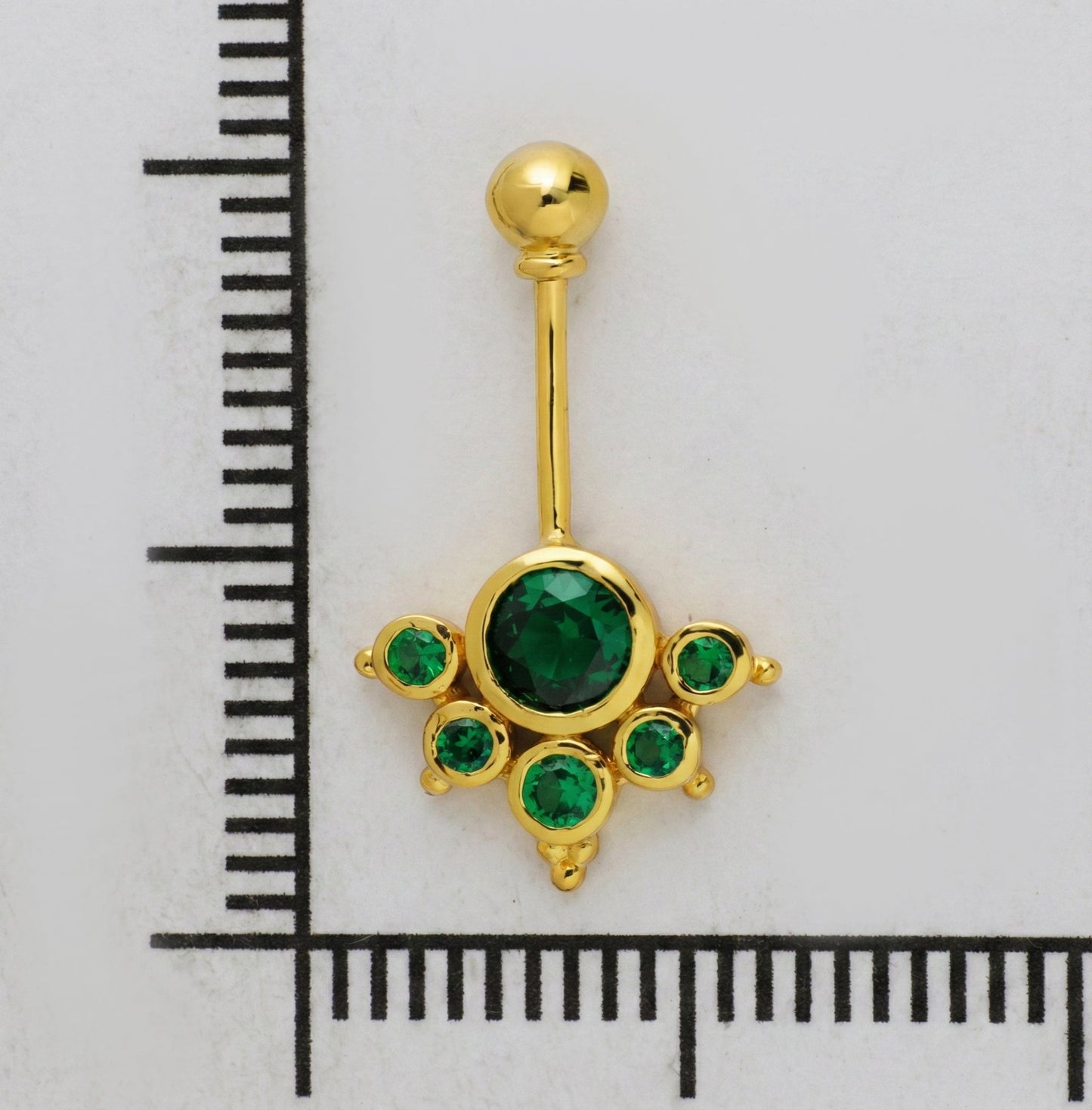 Silver Bugadi 6 Stone Mookuthi Ball Top Gold Green Emerald Design