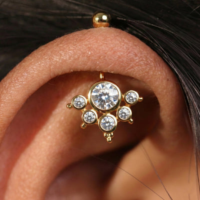 Silver Bugadi 6 Stone Mookuthi Ball Top Gold Diamond Design
