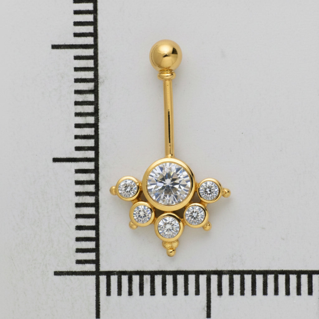 Silver Bugadi 6 Stone Mookuthi Ball Top Gold Diamond Design