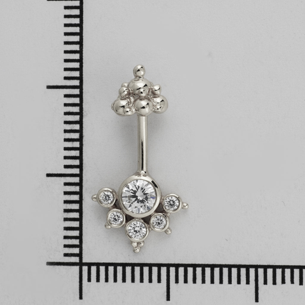 Silver Bugadi 6 Stone Mookuthi Gopuram Top Diamond Design