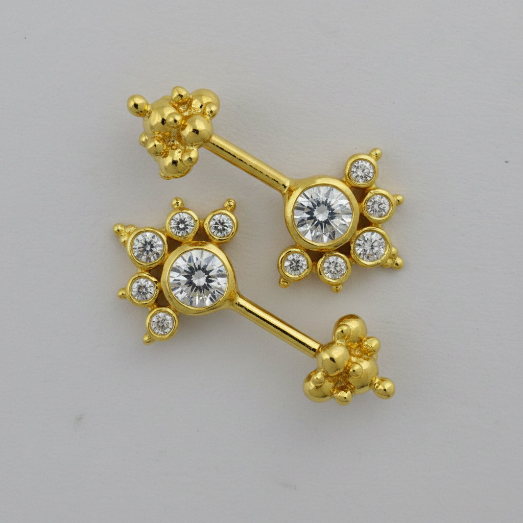 Silver Bugadi 6 Stone Mookuthi Gopuram Top Gold Diamond Design
