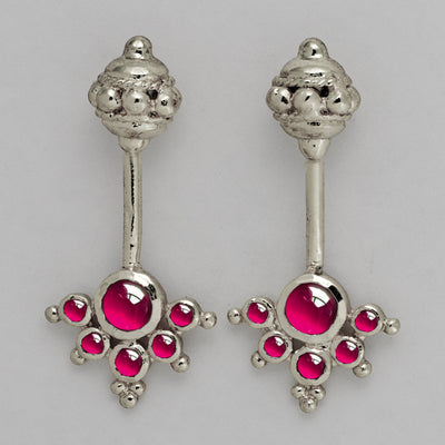 Silver Bugadi 6 Stone mookuthi Gada Top Kemp Red Design