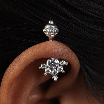 Silver Bugadi 6 Stone Mookuthi Gada Top Diamond Design