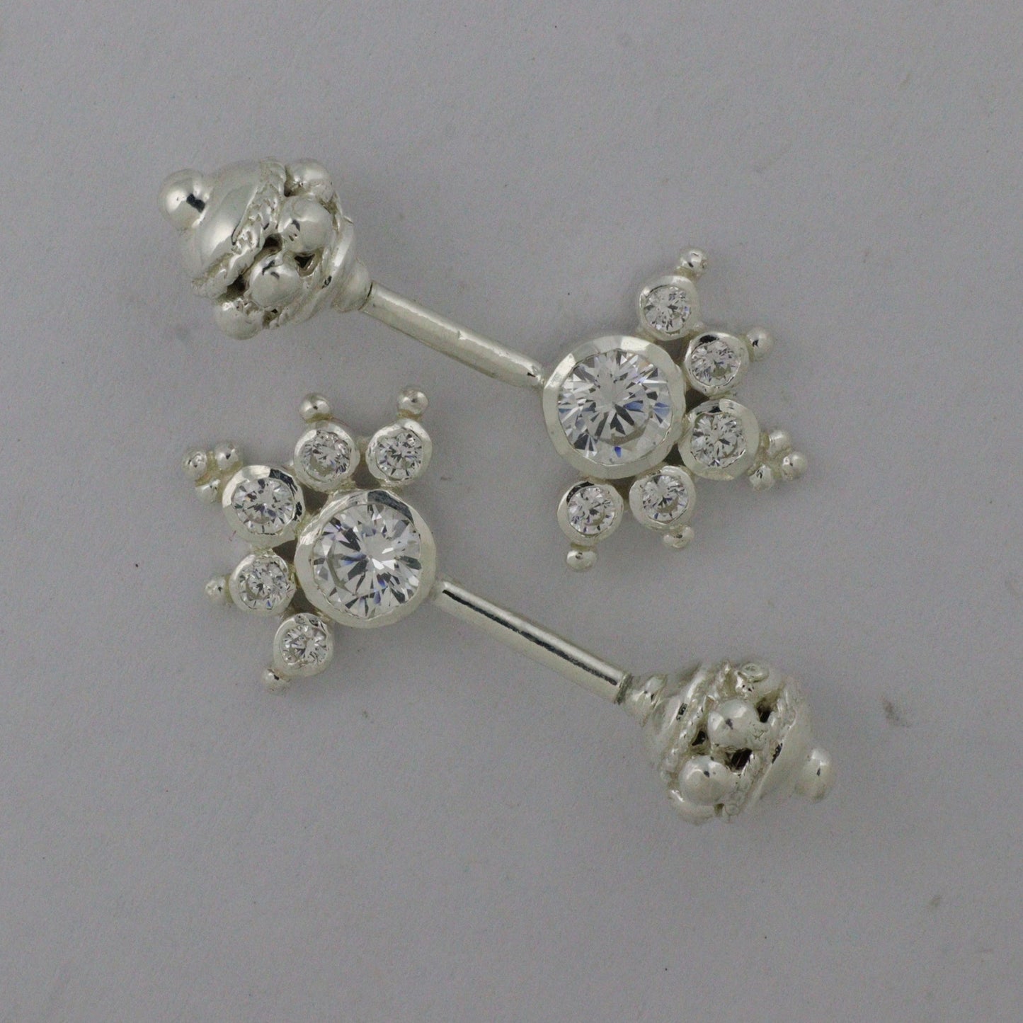 Silver Bugadi 6 Stone Mookuthi Gada Top Diamond Design