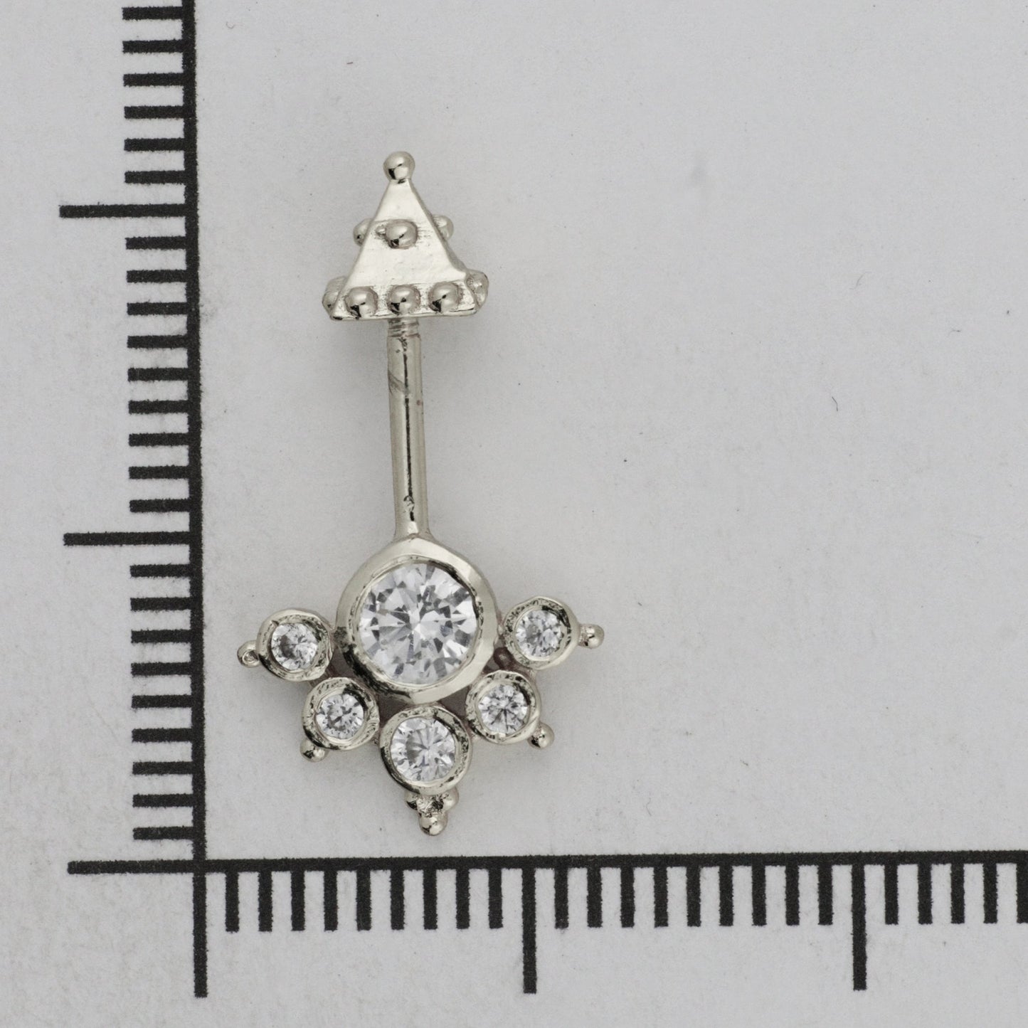 Silver Bugadi 6 Stone mookuthi Pyramid Top Diamond Design