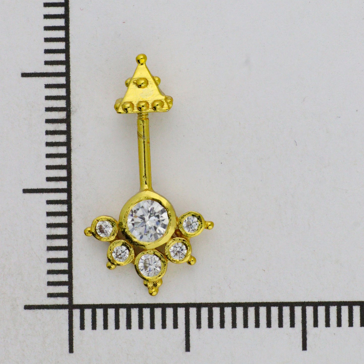 Silver Bugadi 6 Stone mookuthi Pyramid Top Gold Diamond Design