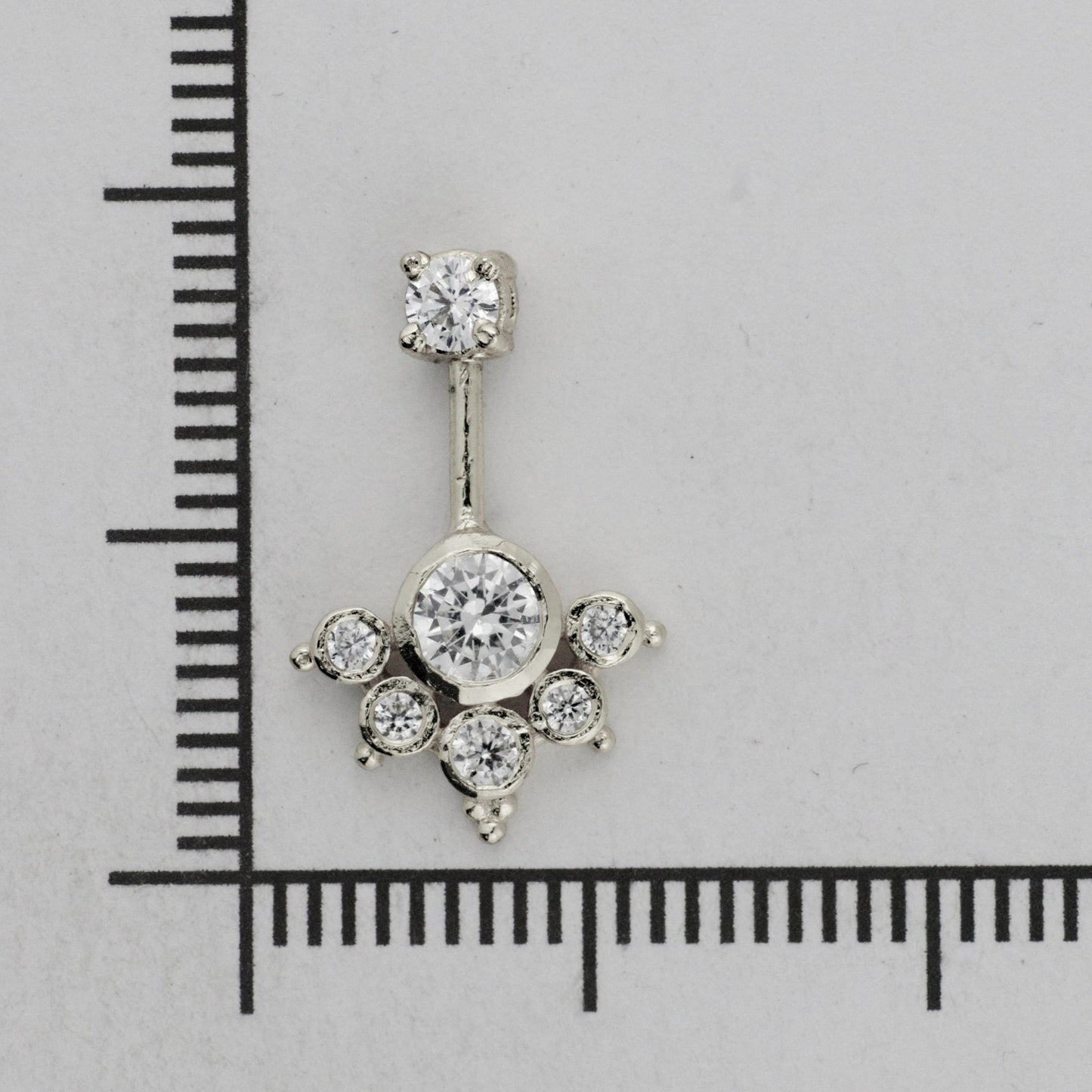 Silver Bugadi 6 Stone mookuthi Stone Top Diamond Design