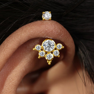 Silver Bugadi 6 Stone mookuthi Stone Top Gold Diamond Design